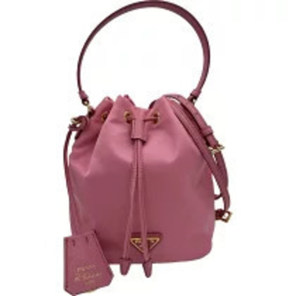 Prada Triangle Bucket Bag Pink Leather Shoulder